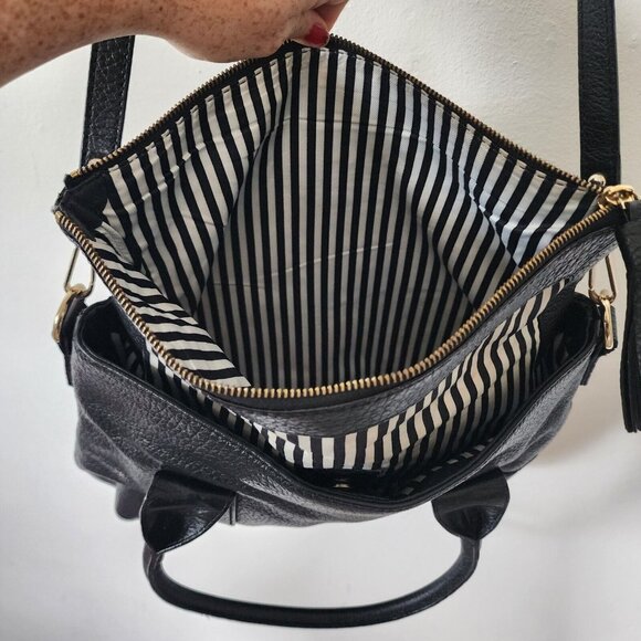Kate Spade Black Pebble Leather Crossbody Purse Flap Snap Button Close - Picture 6 of 8